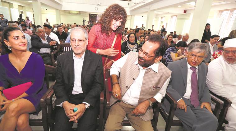 Jiyo Parsi phase II, Union Minister of State for Minority Affairs Mukhtar Abbas Naqvi during the launch of phase-II of Jiyo Parsi in Mumbai on Saturday. Prashant NadkarI campaign launched, Jiyo Parsi phase II campaign, Parzor foundation, Bombay Parsi Punchayet, the Tata Institute of Social Sciences, Zoroastrian Anjumans of India, India news, National news