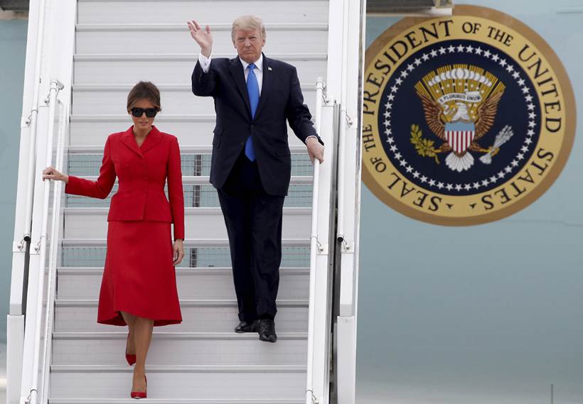melania trump, donald trump, france, us president, trump france visit, united states, orly airport, paris, air force one, melania dresses, eiffel tower, trump paris tour, indian express