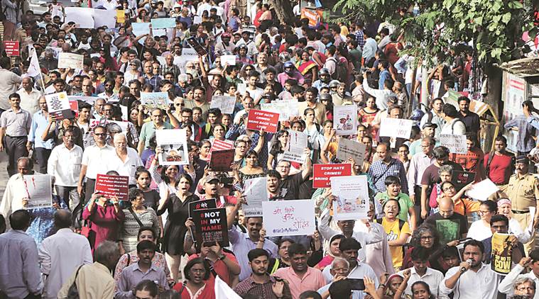 Not in my name, Not in my name protest mumbai, Lynchings, Junaid Lynching, Haryana lynching, Mumbai Protest, Indian express, india news, latest news