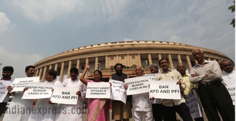 monsoon session, parliament, monsoon session day 1, mayawati resign, Protest out side Parliament, Mayawati quits Parliament, Mayawati quits Rajya Sabha, L K Advani, Narendra Modi, Arun Jaitley, Sushma Swaraj, Indian Express, India news, National news