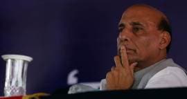 Union Home Minister Rajnath singh during the launch “‘MHA Grievances Redressal App”‘ &” BSF My App”‘ at BSF Facility Nizamuddin in new Delhi on Thursday Express photo by Prem nath Pandey 11 may 17 Rajnath Singh, Rajnath Singh's visit to Jodhpur, guard of honour for Rajnath Singh, cops skip Rajnath Singh's visit, police personal take mass leave before Rajnath singh's visit, India news, National news, latest news, Rajnath Singh news, Rajasthan police news