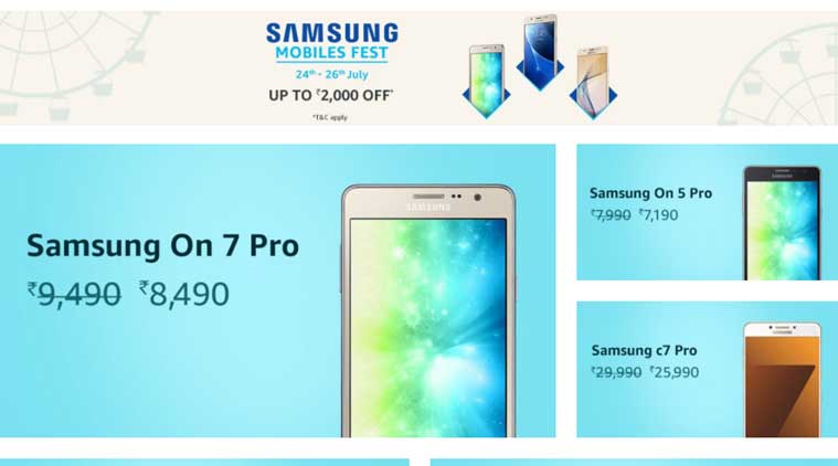 Samsung, Samsung Mobile Fest, Samsung Mobile Fest Amazon, Amazon India, Samsung Mobile Deals, Samsung Amazon mobile discount, Galaxy C7 Pro discount, Samsung phone discount
