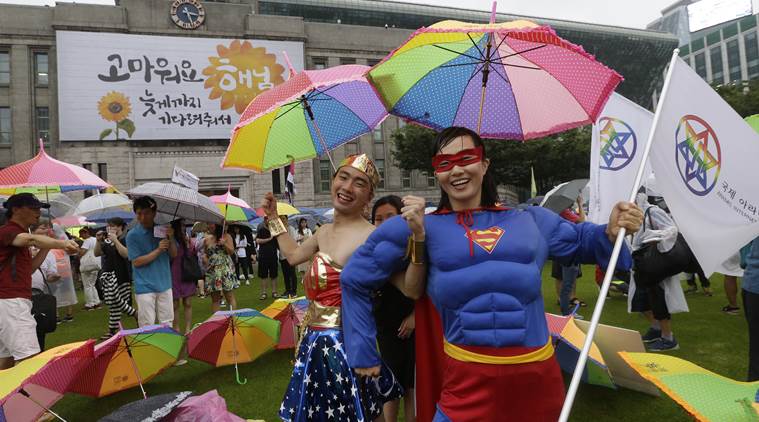 Gay Rights Supporters Parade Amid Rain Protests In Seoul World News The Indian Express