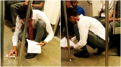 swachh bharat, cleanliness, clean india, metro cleanliness, metro swachh bharat, young boy clean metro, indian express, indian express news