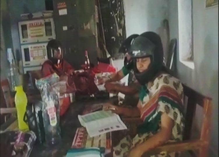 telangana, telangana teachers wear helmet, telangana govt school bad condition, Medak district teachers wear helmet, govt school bad condition, education news, viral news, trending news, indian express, 