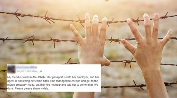 abu dhabi, sushma swaraj, indian woman stuck in abu dhabi, domestic worker stuck ina bu dhabi, indian express, indian express news