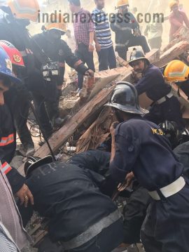 mumbai building collapse, mumbai building, building collapse photos, mumbai building photos, byculla building collapse, mumbai rain, mumbai building accident, byculla building accident, india news, mumbai news