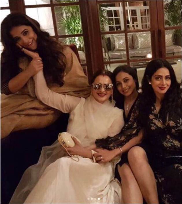 sridevi birthday, sridevi birthday party, sridevi birthday photos, manish malhotra house party, bollywood divas, rekha, vidya balan, aishwarya rai