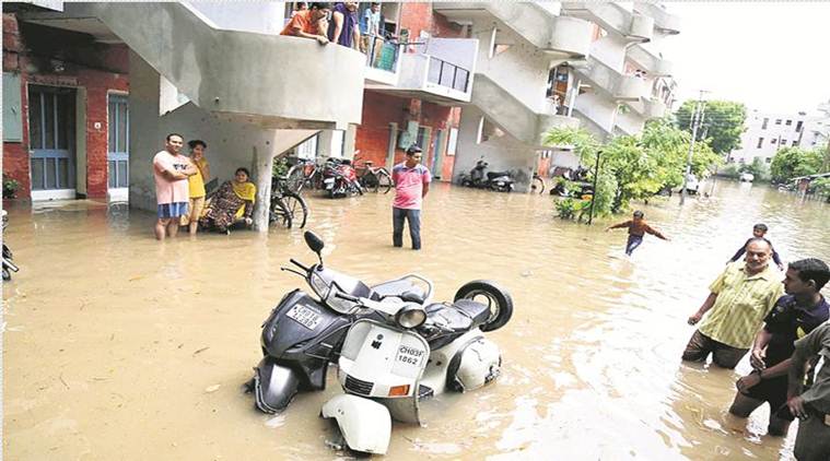 Chandigarh Rains, Sukhna lake Chandigarh Heavy Rainfall in Chandigarh, Water logging in Chandigarh, Chandigarh Monsoon, Chandigarh Heavy Downpour, Rain Showers in Chandigarh, Chandigarh monsoon, Chandigarh weather forecast, Chandigarh news, indian express news