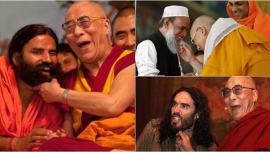 dalai lama, dalai lama beard, dalai lama tugs at beard, dalai lama ramdev baba, ramdev baba, russell brand, indian monk, tibetan monk, indian express, indian express news