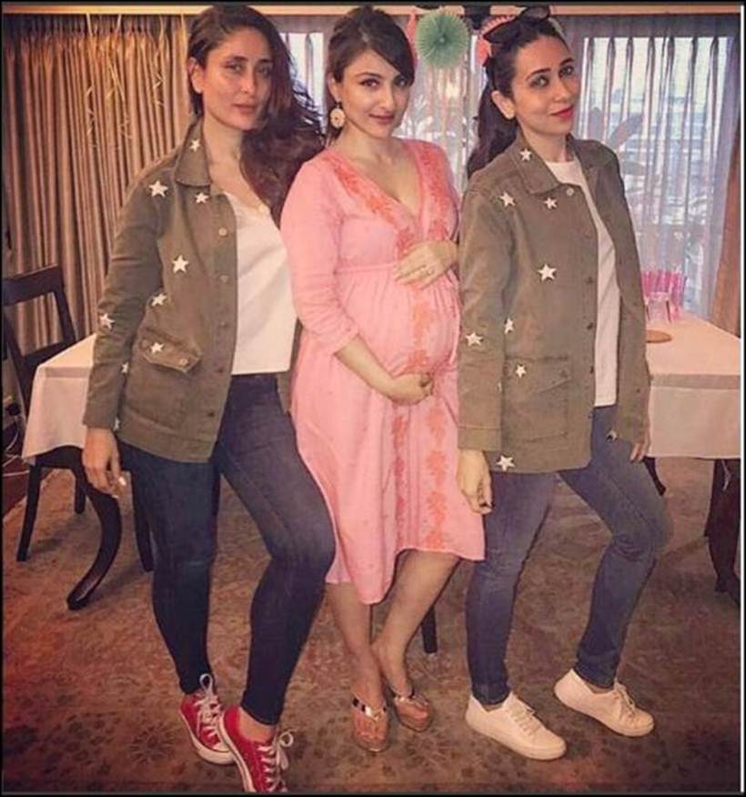 soha ali khan baby shower, kareena kapoor soha ali khan, kareena soha images, kareena karisma soha images