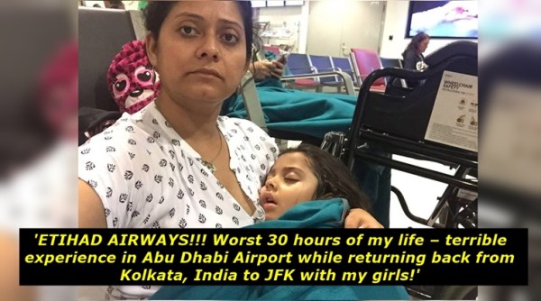etihad airways, etihad airways indian mom with two kids, mom with two kids stranded at abu dhabi etihad viral facebook story, etihad airlines and abu dhabi negligence story viral, indian express, indian express news