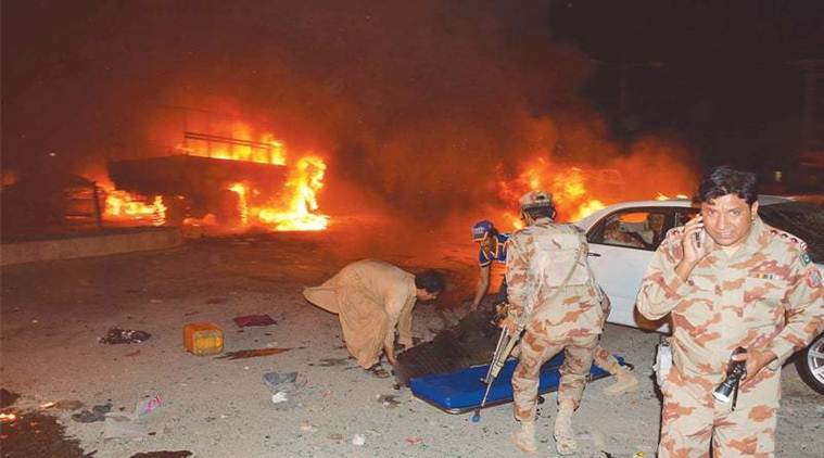 Pakistan army truck blast, Balochistan army truck blast, Suicide blast Quetta Balochistan, Pishin bus stop Quetta, Quetta Law College, Pakistan suicide blast, Pakistan attacks, Pakistan news, World news, Indian Express News