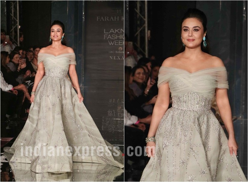 lakme fashion week, Preity Zinta, falguni and shane peacock, lakme fashion week winter/festive, lfw w/f 2017, lakme fahion week celebs, bollywood celebrities lakme fahion week, lfw book actors, fashion news, falguni and shane peacock, fashion news, lifestyle news, indian express, lakme fashion week photos, preity zinta photos