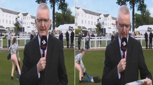 tv bloopers, live tv bloopers, live tv interruptions, kid tv vrashing, kid crash tv live reporting, stv kid dragged away, viral video, trending videi, indian express