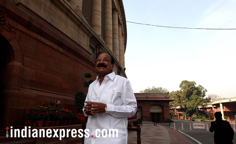 Venkaiah Naidu, Venkaiah Naidu Photos, Vice President Venkaiah Naidu, Venkaiah Naidu Bio, Venkaiah Naidu takes Oath as Vice President, Vice Presidential Elections, Venkaiah Naidu Rajya Sabha, bjp, new vp of india, indian express