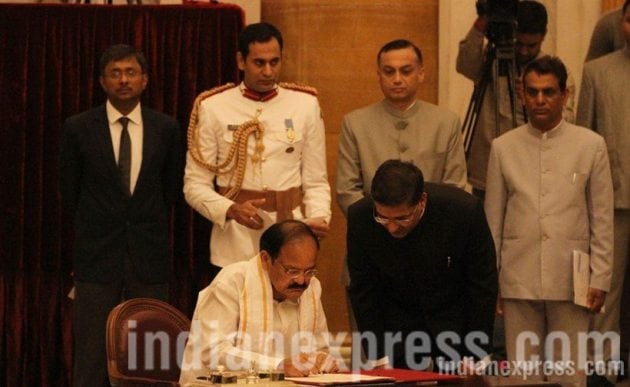 venkaiah naidu, vice president, naidu swearing in, vice president swear in ceremony, vice president venkaiah naidu, rajya sabha chairman, indian express