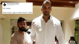virat kohli, virat kohli great khali, virat kohli great khali twitter reactions, virat kohli great khali meet twitter funny reactions, indian express, indian express news