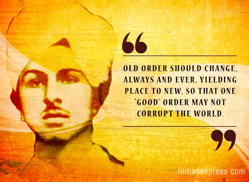 bhagat singh, shaheed bhagat singh, inspiring quotes by bhagat singh, matyrs of india, indian express, indian express news