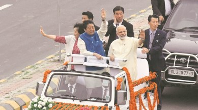 Xi Jinping, Shinzo Abe, narendra modi, modi jacket, abe modi, abe in india, abe meet modi, ahmedabad abe modi, ahmedabad mumbai bullet train, indian express