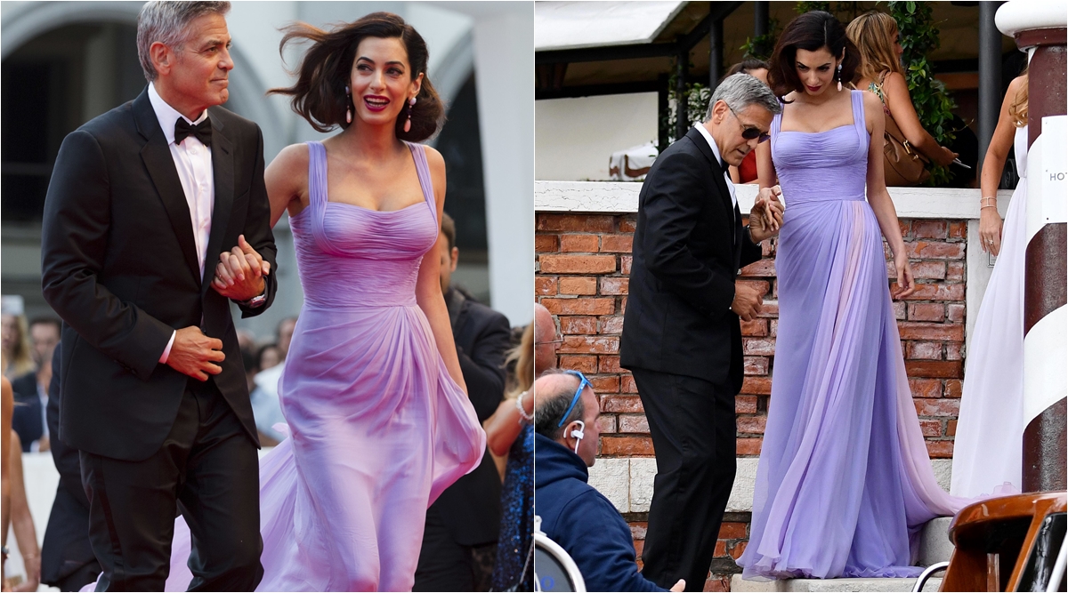 1200px x 667px - Amal Clooney looked drop-dead gorgeous in a lilac Versace gown at ...