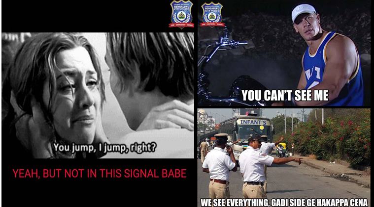 These tweets by Bengaluru Police with Titanic and John Cena are hilarious!  | Trending News,The Indian Express
