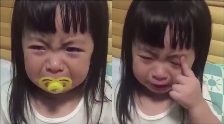 Video This Adorable Girl Doesn T Want To Stop Crying And She Ll Do Whatever It Takes Trending News The Indian Express