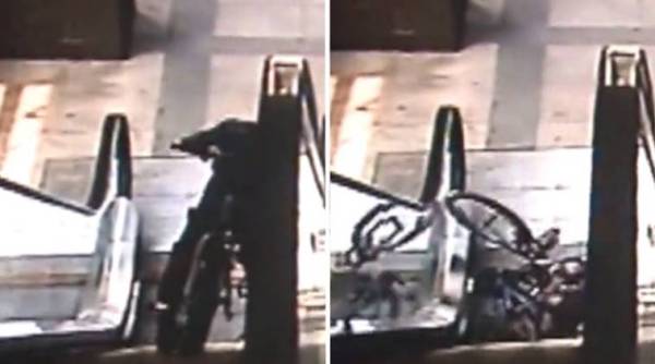 china, stunt videos, daring stunt videos, escalator accident videos, shocking videos, china stunt videos, viral videos, trending news, indian express