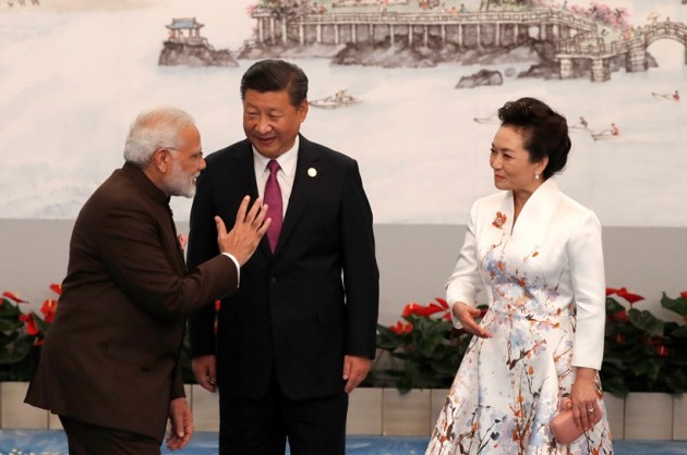brics summit 2017, brics summit pics, brics summit photos, brics summit images, pm modi, modi pics, modi at brics images, brics 2017 summit, brics summit china, xiamen, xi jinping, india, xi jinping wife, china first lady, indian express
