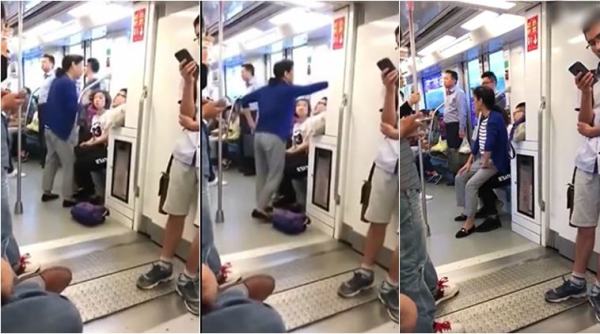 train fight, fight over seat, china, china seat fight, chinese woman sit on man lap, funny videos, viral videos, china news, indian express,