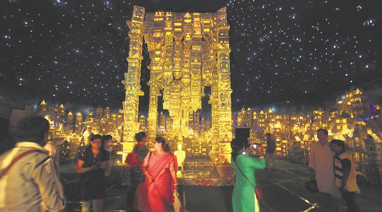 Durga Puja Celebrations In Kolkata Circus Tent On The Outside