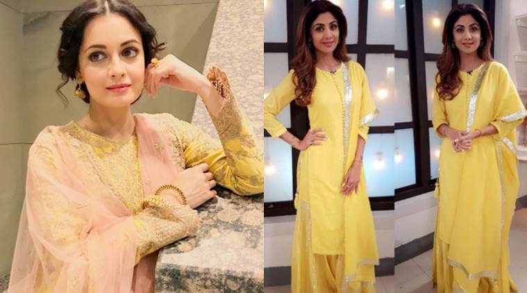 shilpa shetty, dia mirza, yellow colour fashion, dia mirza shilpa shetty yellow fashion, dia mirza photos, shilpa shetty photos, indian express, indian express news