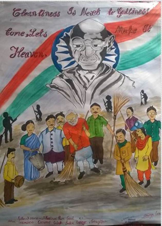 Swachh Bharat, Swachh Bharat painting contest, Swachh Bharat anniversary, Swachh Sankalp Swachh Siddhi painting competition, cleanliness campaign, east kameng, Chhattisgarh Kanker district, indian express