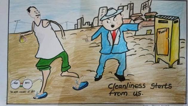 Swachh Bharat, Swachh Bharat painting contest, Swachh Bharat anniversary, Swachh Sankalp Swachh Siddhi painting competition, cleanliness campaign, east kameng, Chhattisgarh Kanker district, indian express