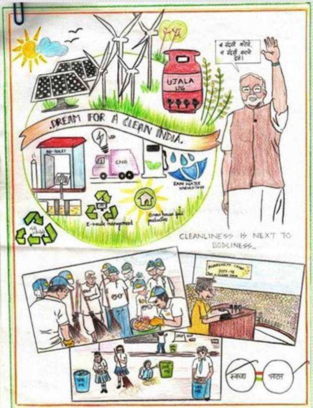 Swachh Bharat, Swachh Bharat painting contest, Swachh Bharat anniversary, Swachh Sankalp Swachh Siddhi painting competition, cleanliness campaign, east kameng, Chhattisgarh Kanker district, indian express
