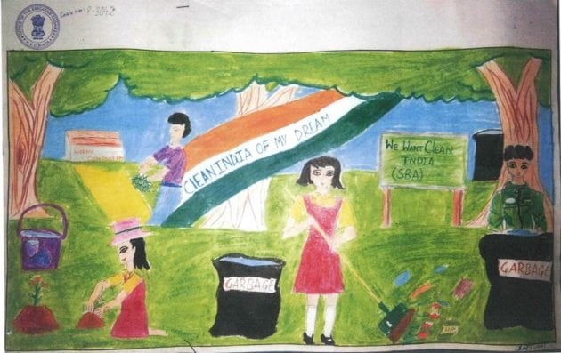 Swachh Bharat, Swachh Bharat painting contest, Swachh Bharat anniversary, Swachh Sankalp Swachh Siddhi painting competition, cleanliness campaign, east kameng, Chhattisgarh Kanker district, indian express