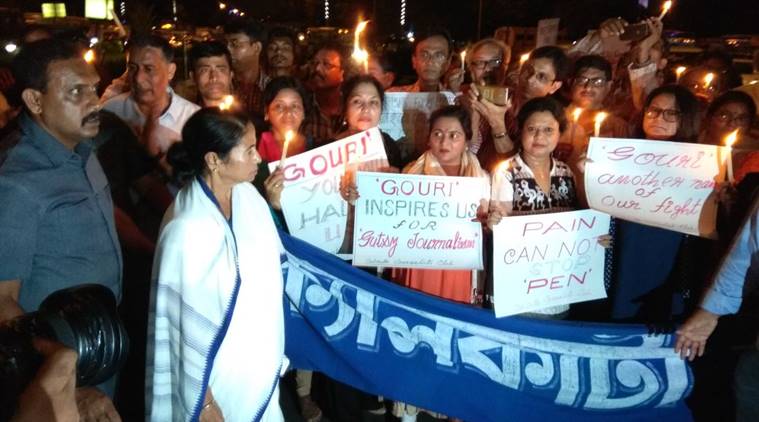 Gauri Lankesh murder, Mamata Banerjee, Nationwide protest, Journalist murder, Journalist protest, PCI protest, India news, Indian Express