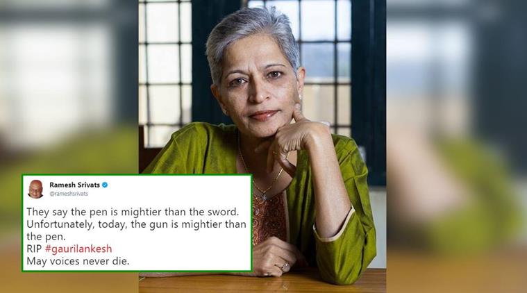 Gauri Lankesh Shot Dead Twitter Flooded With Mournful Tweets For The