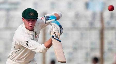 Australia's Peter Handscomb plays a shot during the second day of their second test cricket match against Bangladesh in Chittagong, Bangladesh, Tuesday, Sept. 5, 2017. (AP Photo/A.M. Ahad)