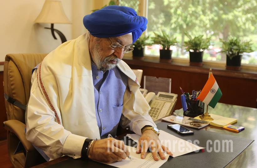 cabinet reshuffle photos, taking charge photo, cabinet reshuffle, mahesh sharma, hardeep singh puri, hardip singh purim, Alphons Kannanthanam, modi government, modi cabinet, indian express, india news,