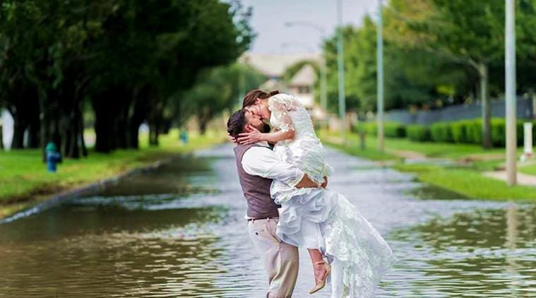 texas couple, hurricane harvey, wedding couple texas, hurricane harvey couple wedding, wedding couple stories, hurricane harvey stories, indian express, indian express news