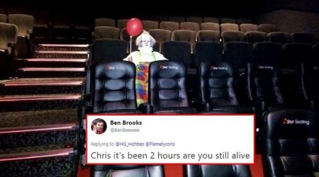 IT clown spotted in an empty movie hall; Twitterati freak out
