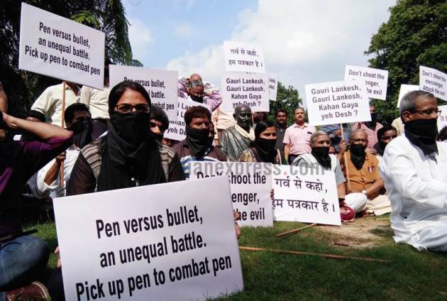 gauri lankesh, gauri lankesh murder, gauri lankesh shot, gauri lankesh killed, journalist killed, gauri lankesh protests, gauri lankesh death, gauri lankesh patrike, journalist murder, latest news, indian express