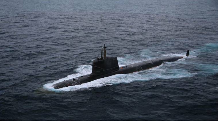 INS Kalvari, indian navy, submarine, indian defence forces, mumbai naval dockyard, scorpene class submarine, indian express