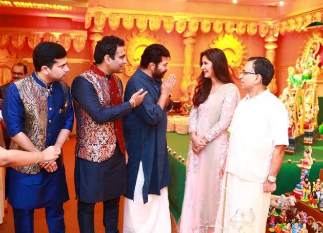 Katrina Kaif, Katrina Kaif navratri celebrations, Katrina Kaif Mammootty, Mammootty, Mammootty photo