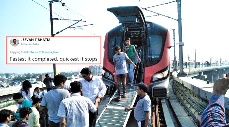 lucknow metro, lucknow metro breaks down, lucknow metro breaks down twitter reactions, yogi adityanath, akhilesh yadav,