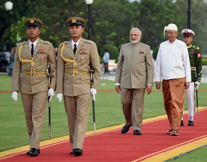 Narendra modi, PM Modi in myanmar, modi aung photos, modi myanmar photos, modi myanmar visit, Aung San Suu Kyi, Myanmar’s State Counsellor, indian express, latest photos