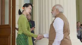 Narendra modi, PM Modi in myanmar, modi aung photos, modi myanmar photos, modi myanmar visit, Aung San Suu Kyi, Myanmar’s State Counsellor, indian express, latest photos