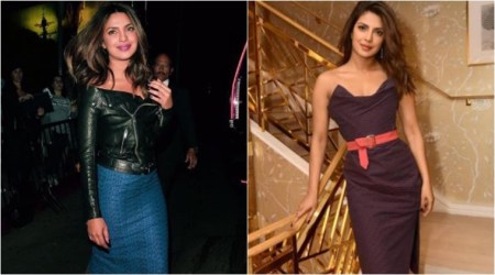 priyanka chopra, priyanka chopra at emmys, priyanka chopra in a leather jacket, priyanka chopra fashion, indian express, indian express news