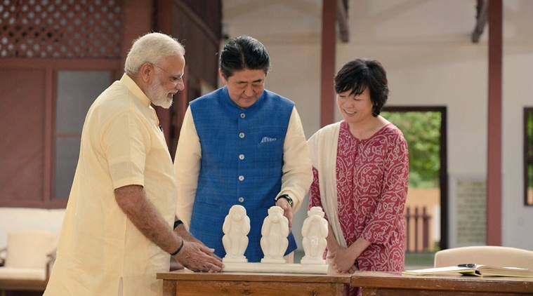 shinzo abe, shinzo abe gujarat, shinzo abe in india, shinzo abe india visit, bullet train, narendra modi